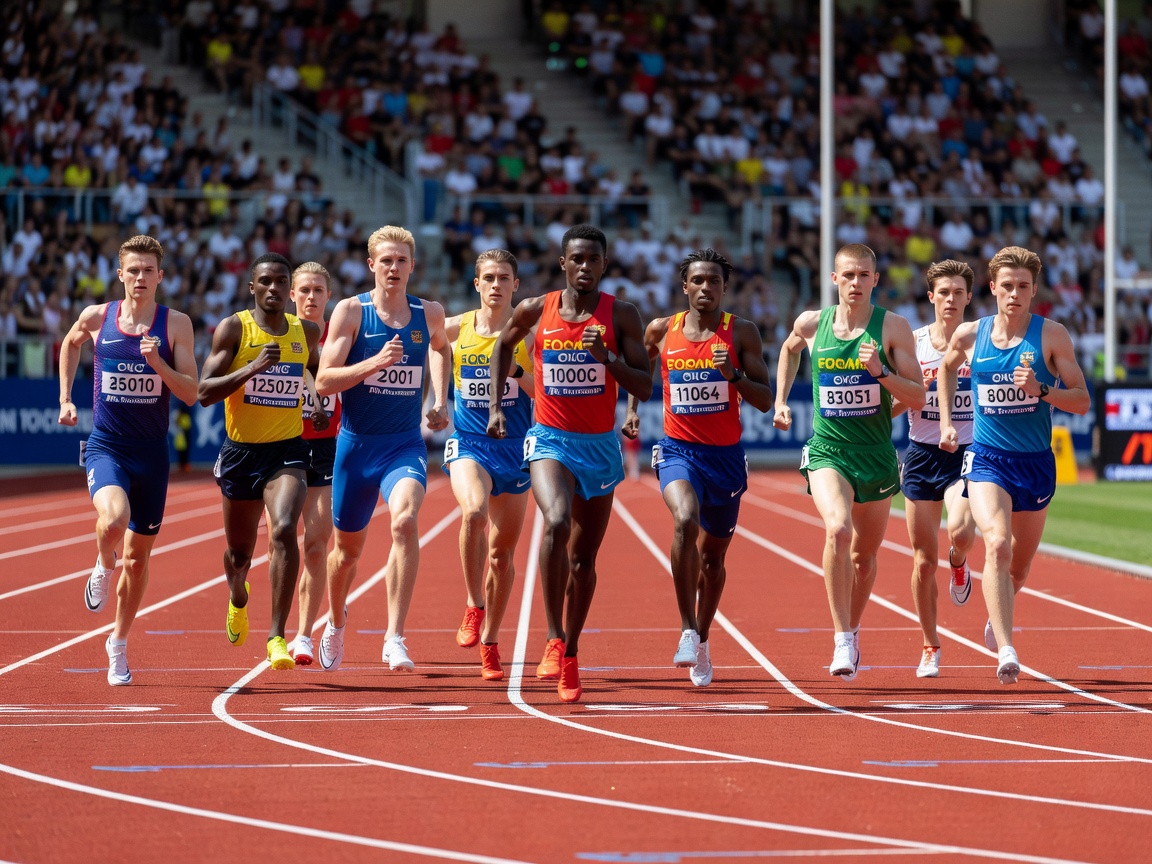 Athletes running on red track during European Diamond League meet