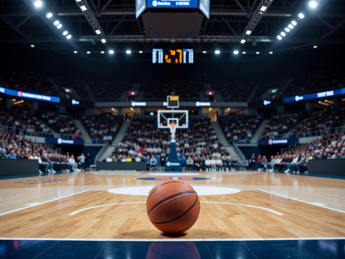 Indoor Basketball Arena with EuroLeague Competition Ball